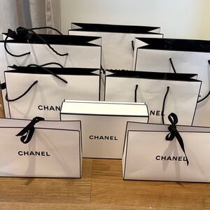 CHANEL Elegant White and Black Gift Bags